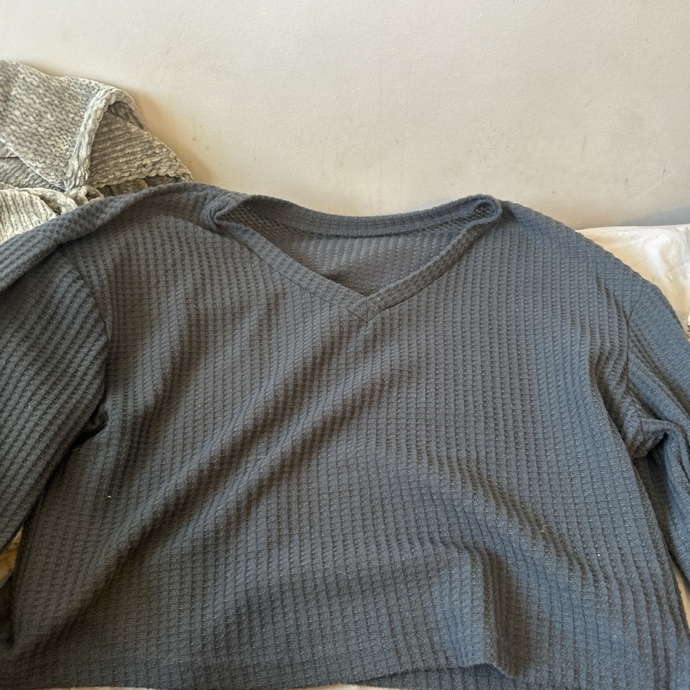 SHEIN Charcoal Waffle Knit Top